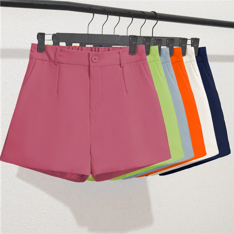 Solid Casual Elegant Trendy OL Office Lady Short Women's Pants Korean Sweet Fashion Elastic Waist Basic All-match Loose Shorts