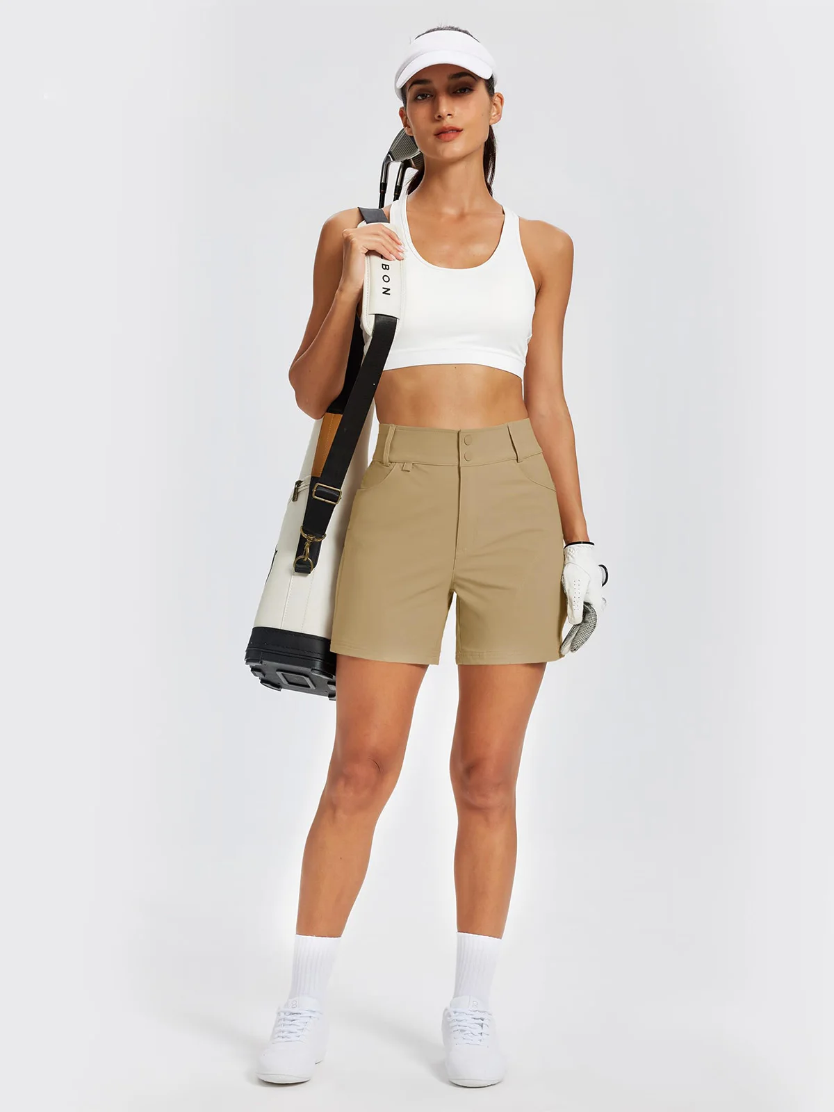 TACVASEN Womens Quick Dry Hiking Cargo Shorts Lightweight Water Resistant Shorts With 6 Pockets Summer Elastic Waist Golf Shorts