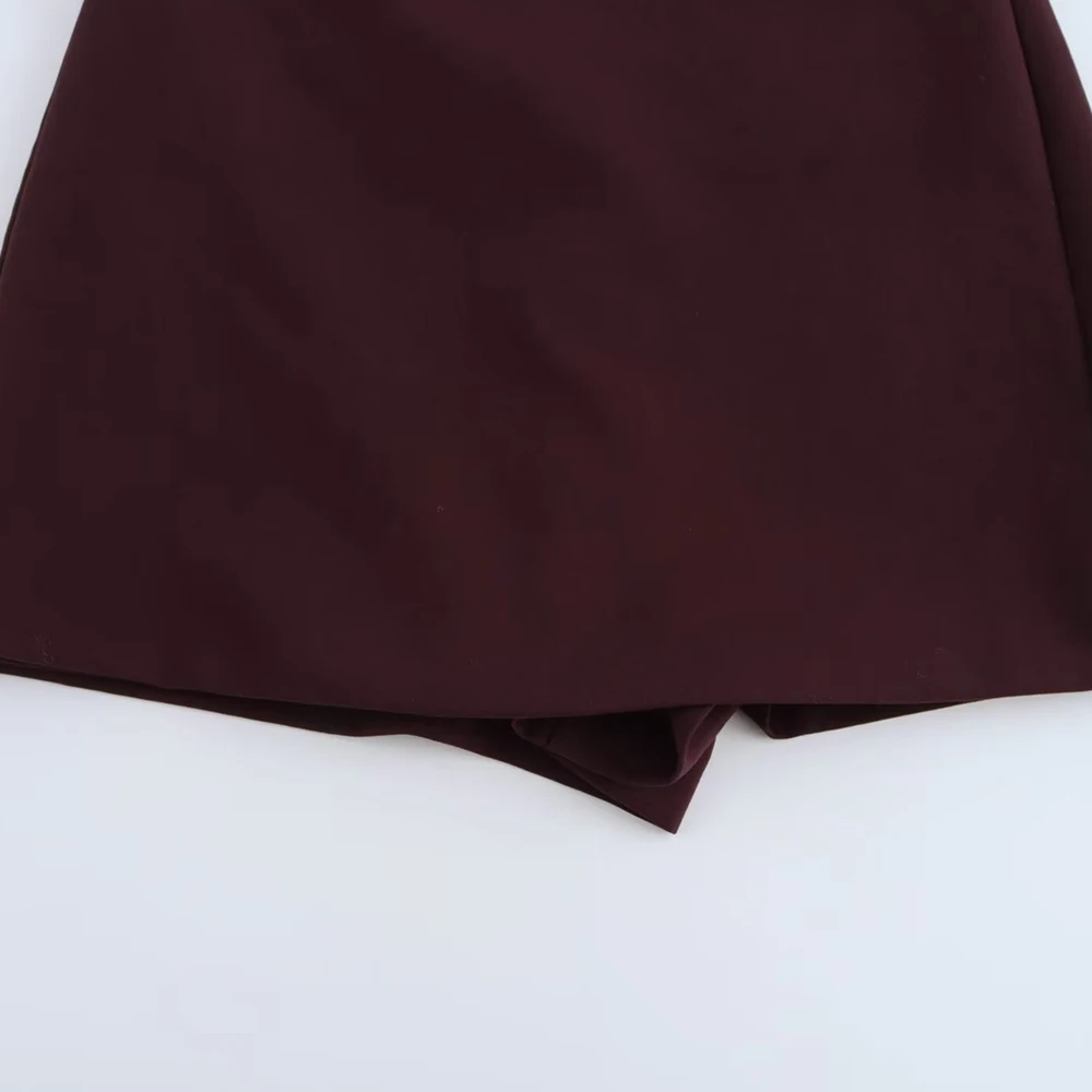 High Waist Solid Skort for Women Fashion Side Zipper Female Shorts Skirts Mujer