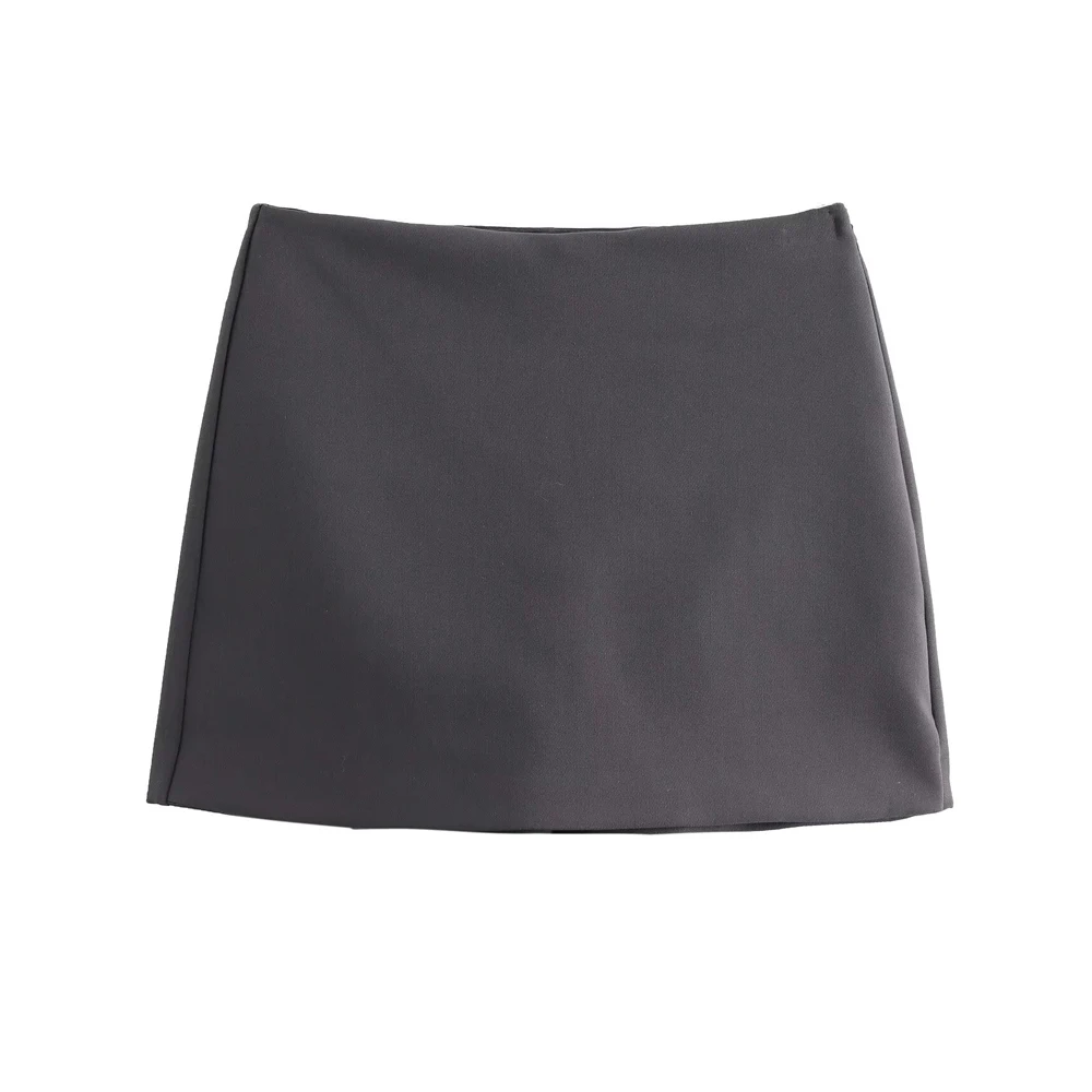 High Waist Solid Skort for Women Fashion Side Zipper Female Shorts Skirts Mujer