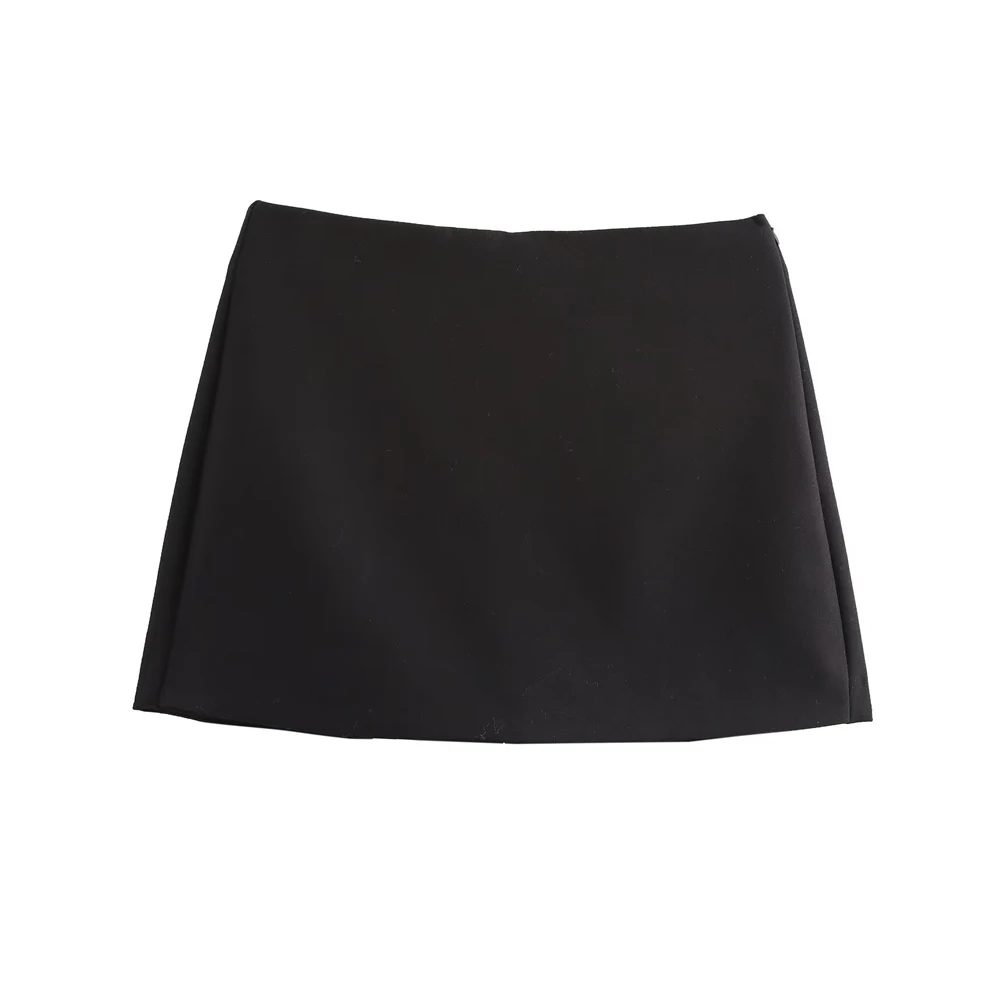 High Waist Solid Skort for Women Fashion Side Zipper Female Shorts Skirts Mujer