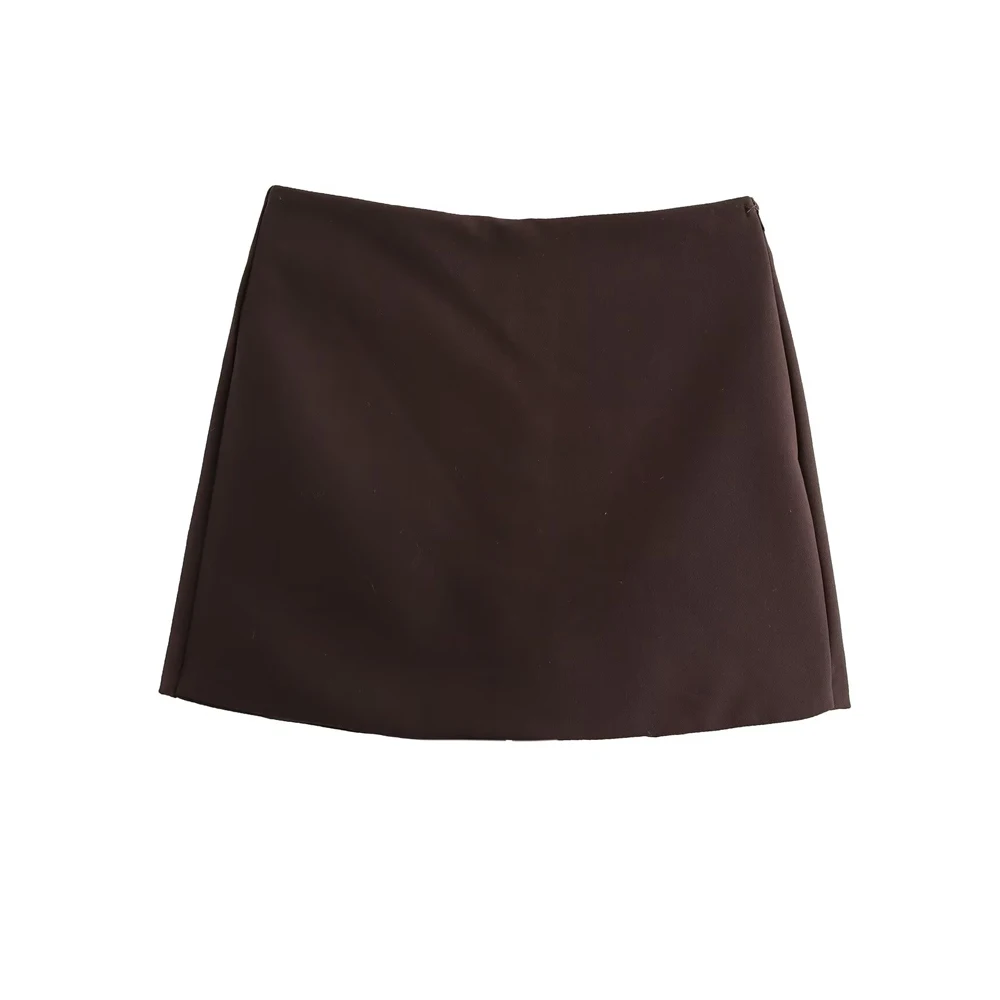 High Waist Solid Skort for Women Fashion Side Zipper Female Shorts Skirts Mujer