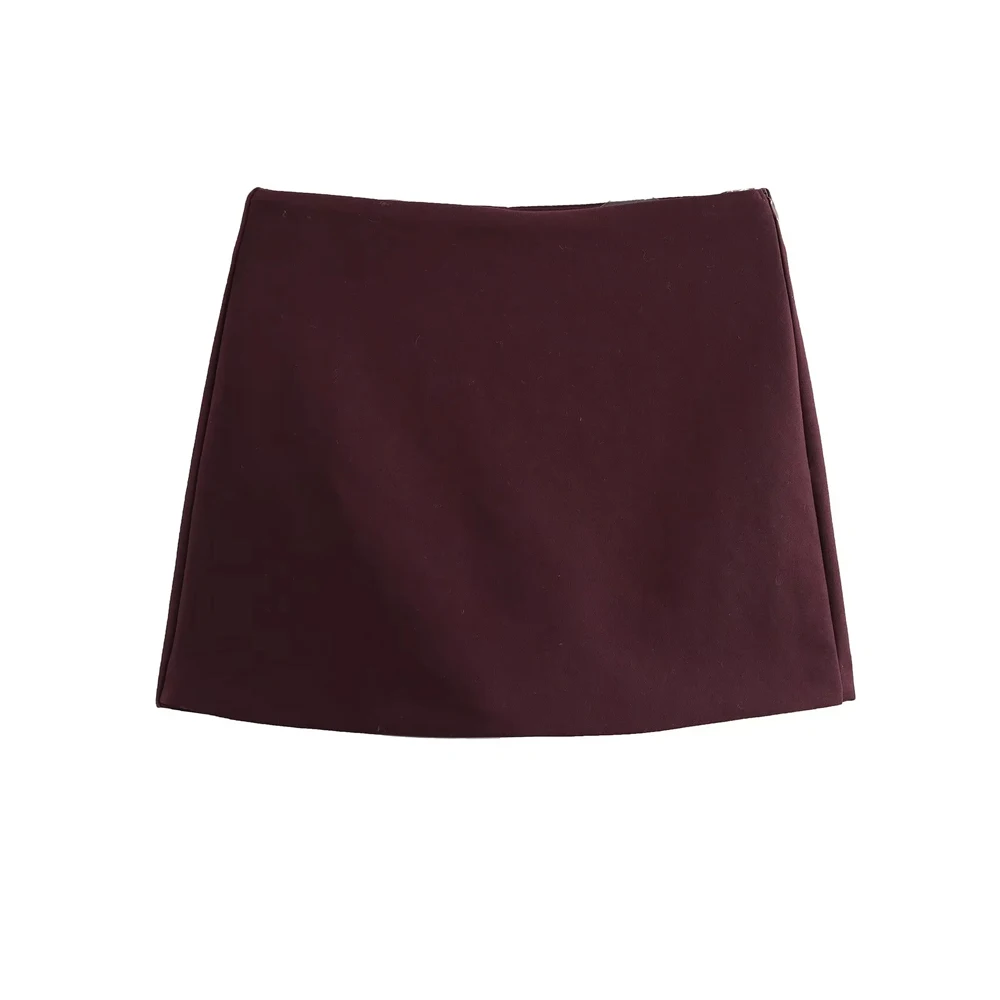 High Waist Solid Skort for Women Fashion Side Zipper Female Shorts Skirts Mujer