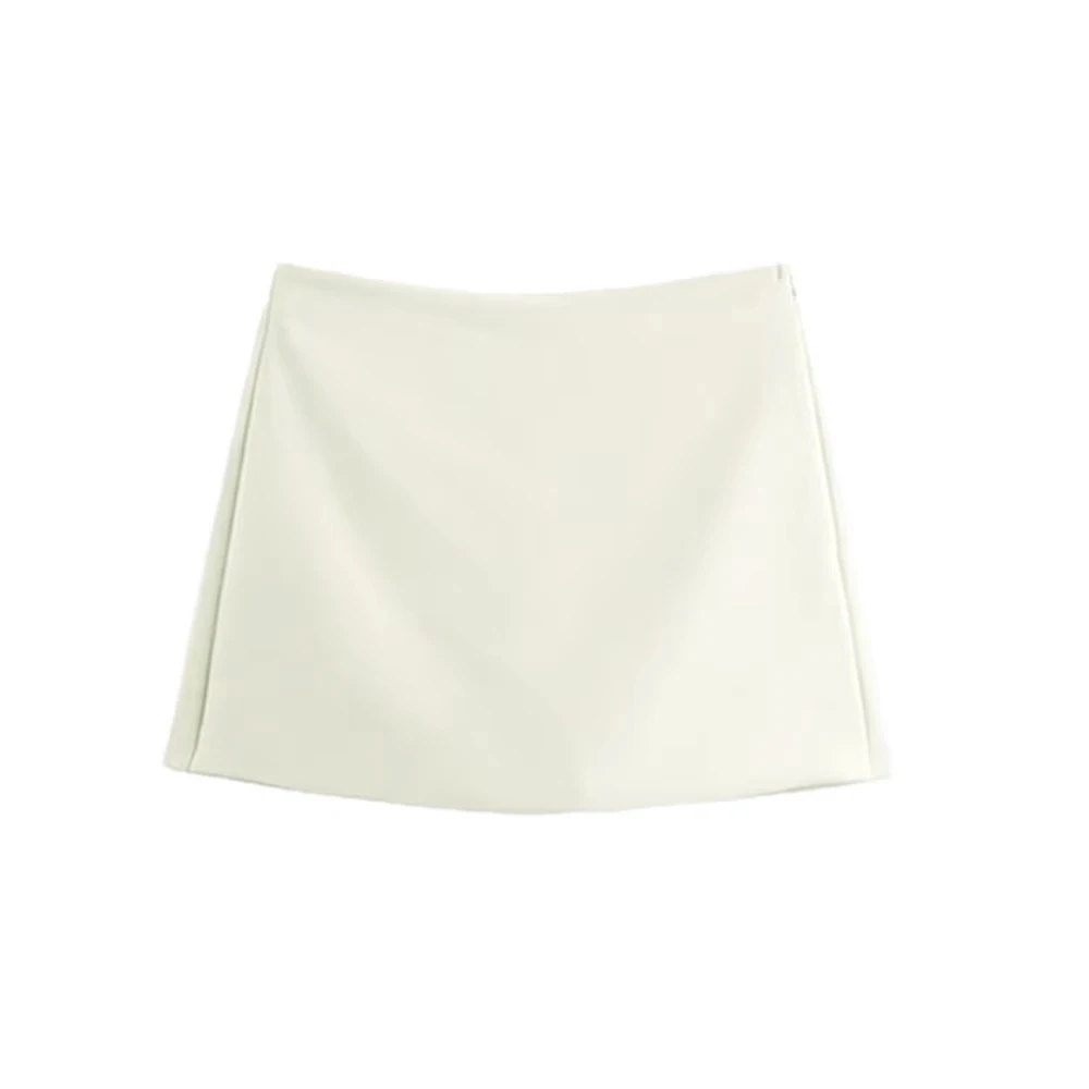 High Waist Solid Skort for Women Fashion Side Zipper Female Shorts Skirts Mujer