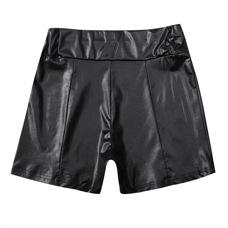 2024 Sexy Womens Shorts Shiny Elastic High Waist Shiny Faux PU Leather Short Pants Slim Hot Dance Clubwear Mini Shorts