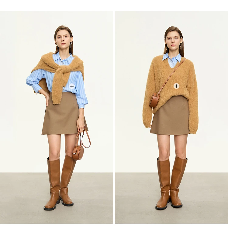 AMII Minimalism Casual Shorts Skirts Women High Rase 2026 Autumn New Fashion Commuter Lady Straight Blazer A-Line Skirt 12343035