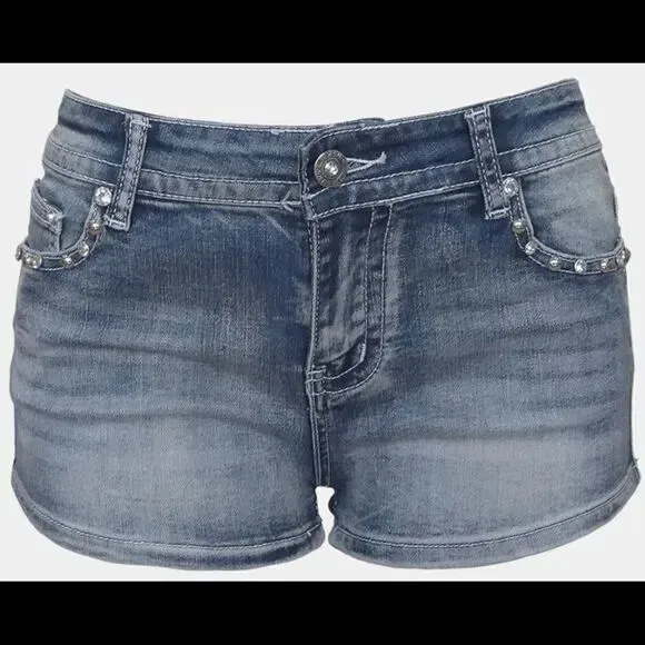 Women Rider Motorcycle Wing Rivet Embroidery Shorts Y2k Vintage Gothic Hot Girl Sexy Washed Denim Shorts Low Waist Mini Skirts
