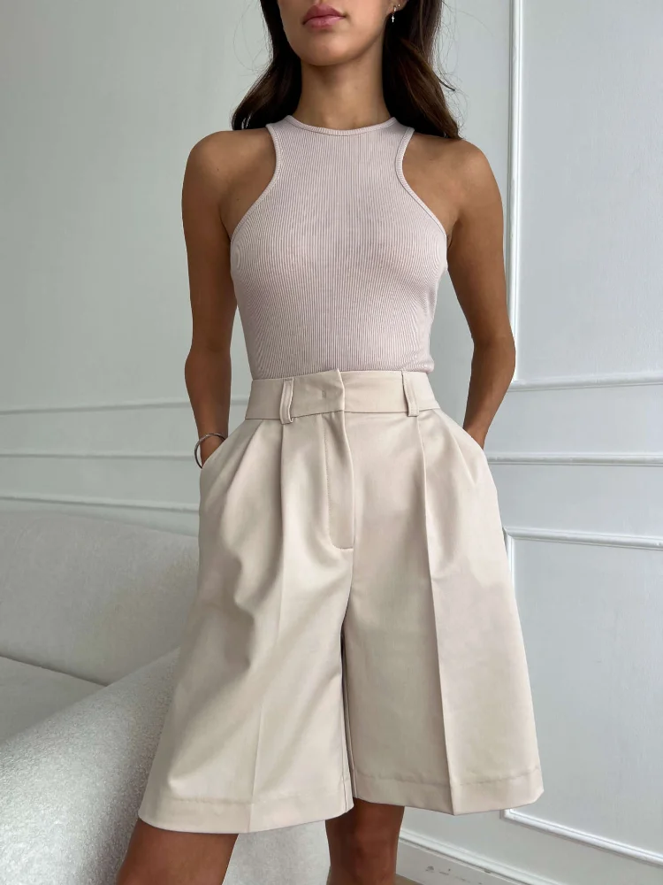 Summer New High Waist Shorts for Women Casual Loose Wide Leg Solid Shorts Female Short Pants Y2k Booty Shorts