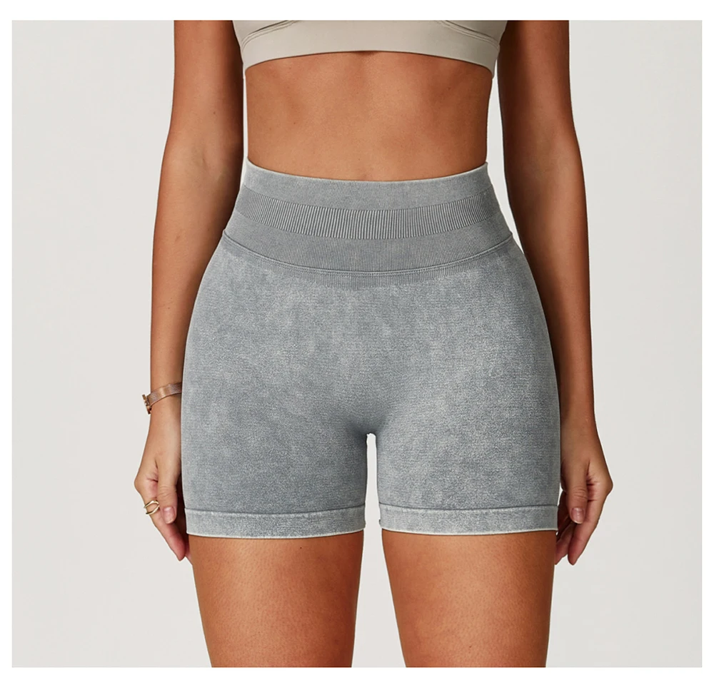 Fashionable Sexy Seamless Sand-Washed Yoga Shorts High-Waisted Hip-Lifting Shorts Tight Running Sports Fitness Yoga Pants Women