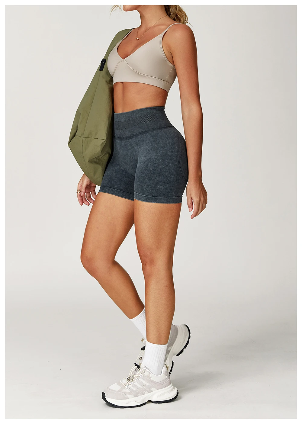 Fashionable Sexy Seamless Sand-Washed Yoga Shorts High-Waisted Hip-Lifting Shorts Tight Running Sports Fitness Yoga Pants Women