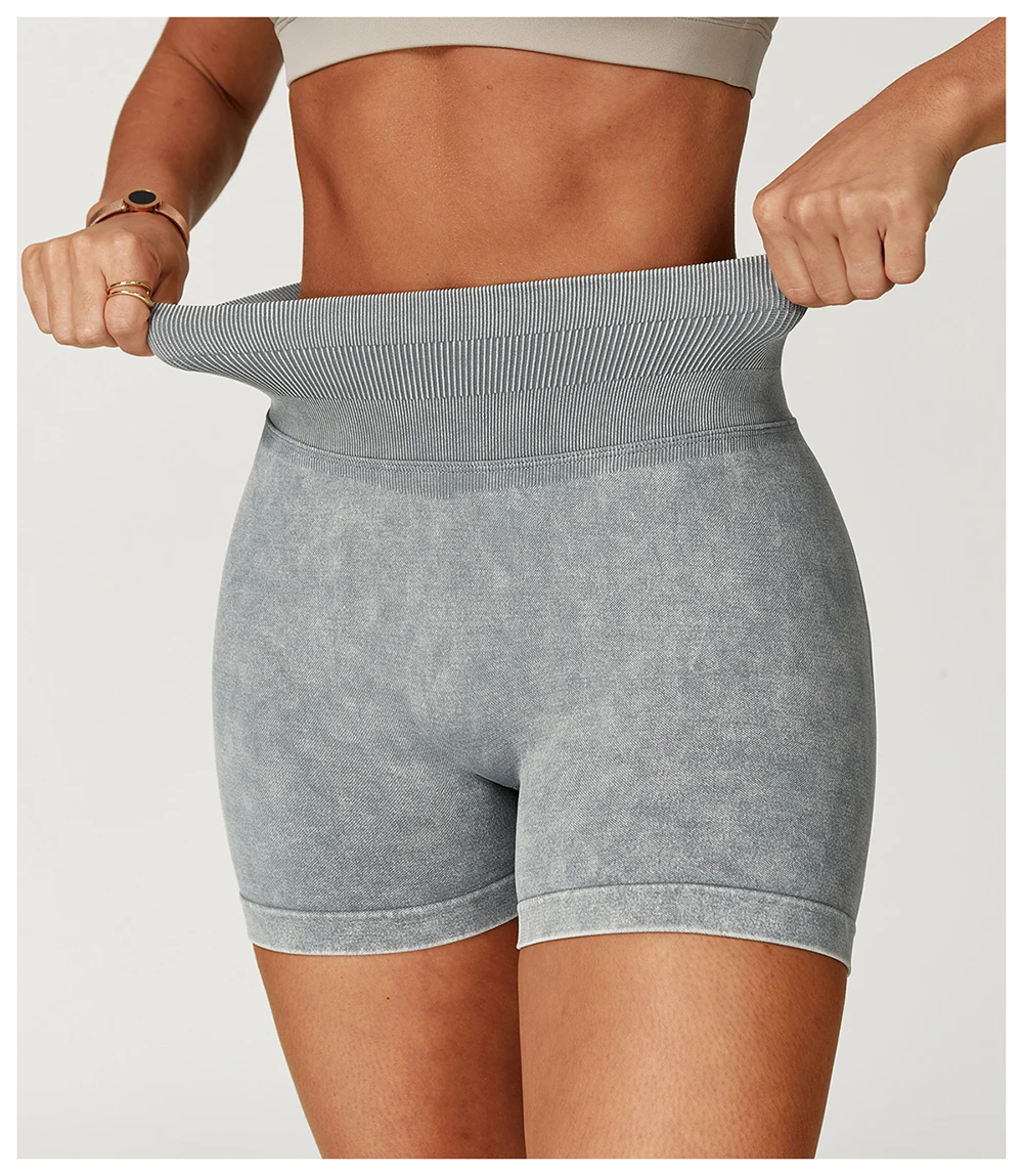 Fashionable Sexy Seamless Sand-Washed Yoga Shorts High-Waisted Hip-Lifting Shorts Tight Running Sports Fitness Yoga Pants Women