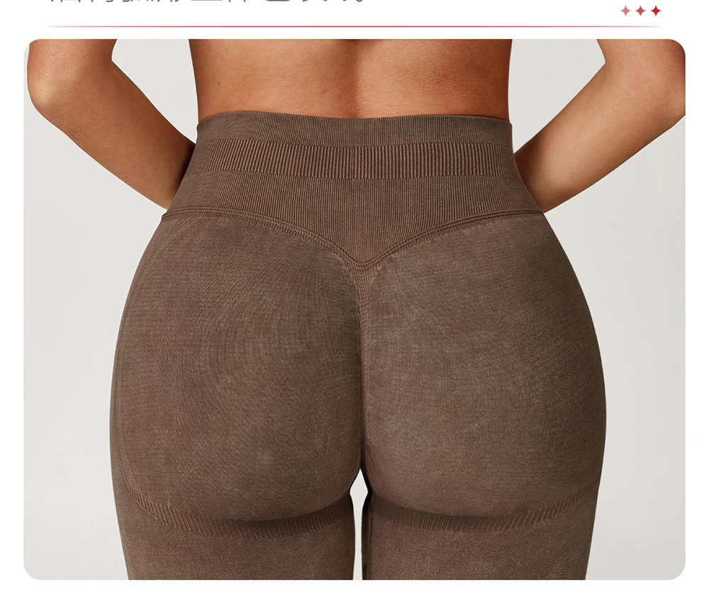 Fashionable Sexy Seamless Sand-Washed Yoga Shorts High-Waisted Hip-Lifting Shorts Tight Running Sports Fitness Yoga Pants Women