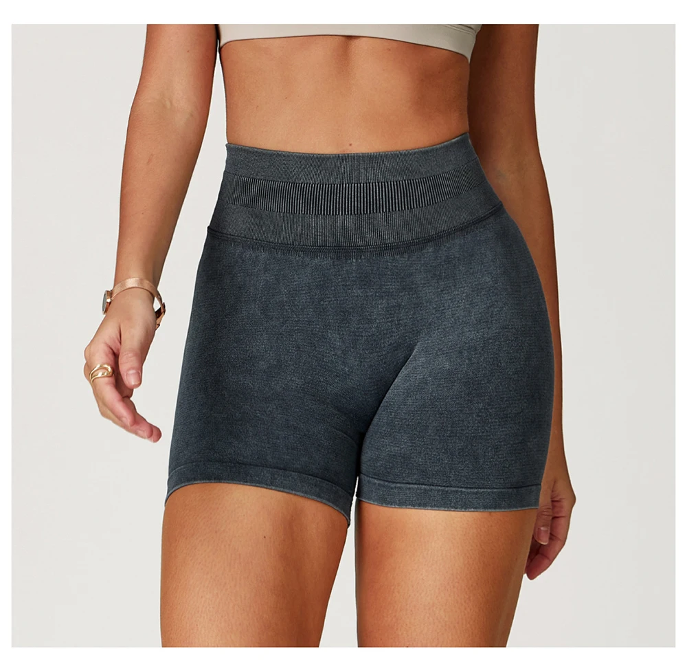 Fashionable Sexy Seamless Sand-Washed Yoga Shorts High-Waisted Hip-Lifting Shorts Tight Running Sports Fitness Yoga Pants Women