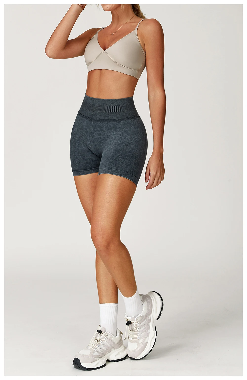 Fashionable Sexy Seamless Sand-Washed Yoga Shorts High-Waisted Hip-Lifting Shorts Tight Running Sports Fitness Yoga Pants Women