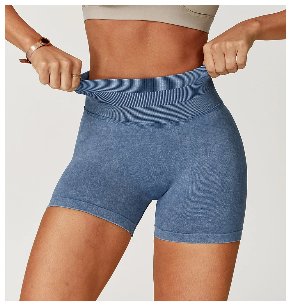 Fashionable Sexy Seamless Sand-Washed Yoga Shorts High-Waisted Hip-Lifting Shorts Tight Running Sports Fitness Yoga Pants Women