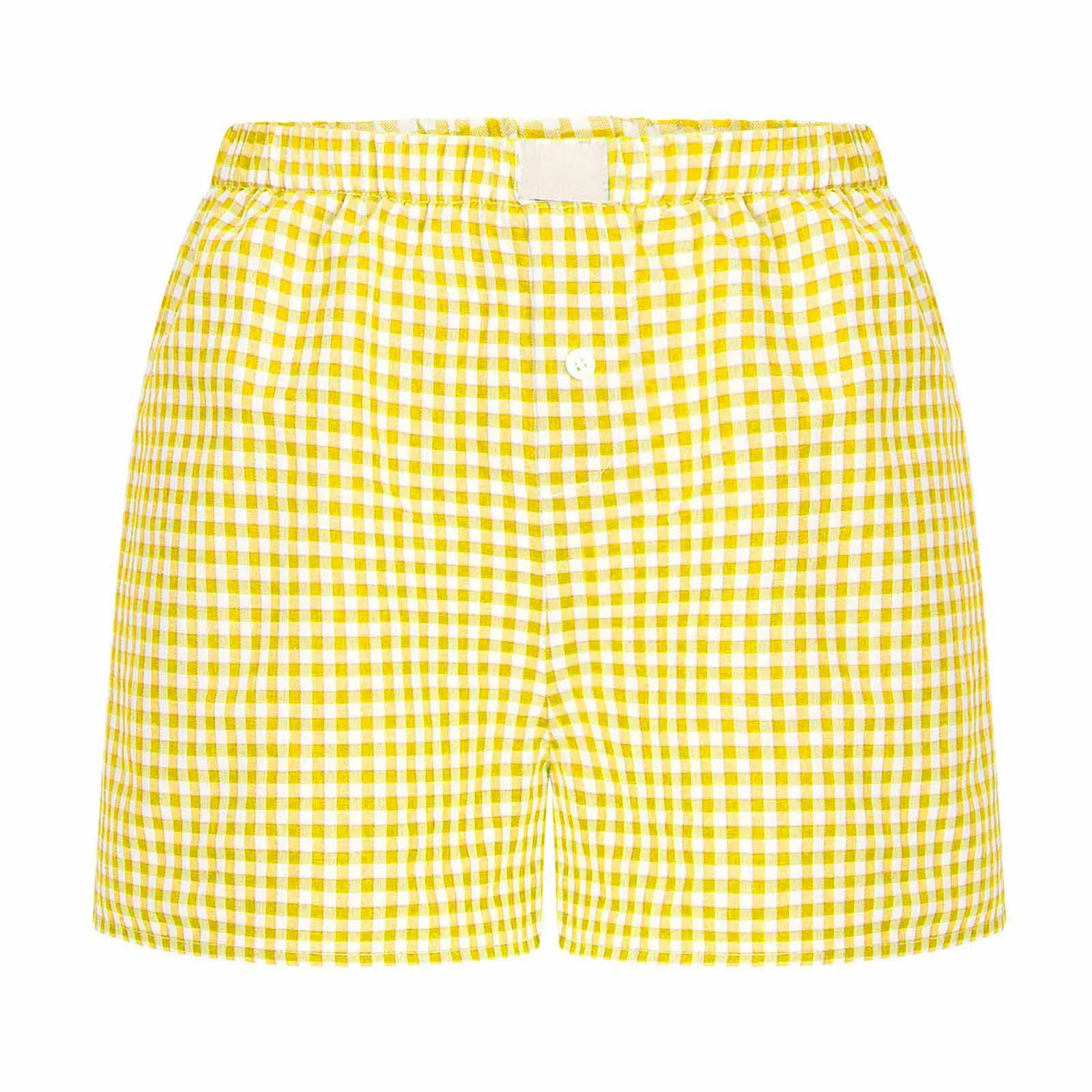Shorts for Women Teen-girls Elastic Waistband Pull-on Red Blue Plaid Shorts Outfit Casual Lounge Summer Shorts