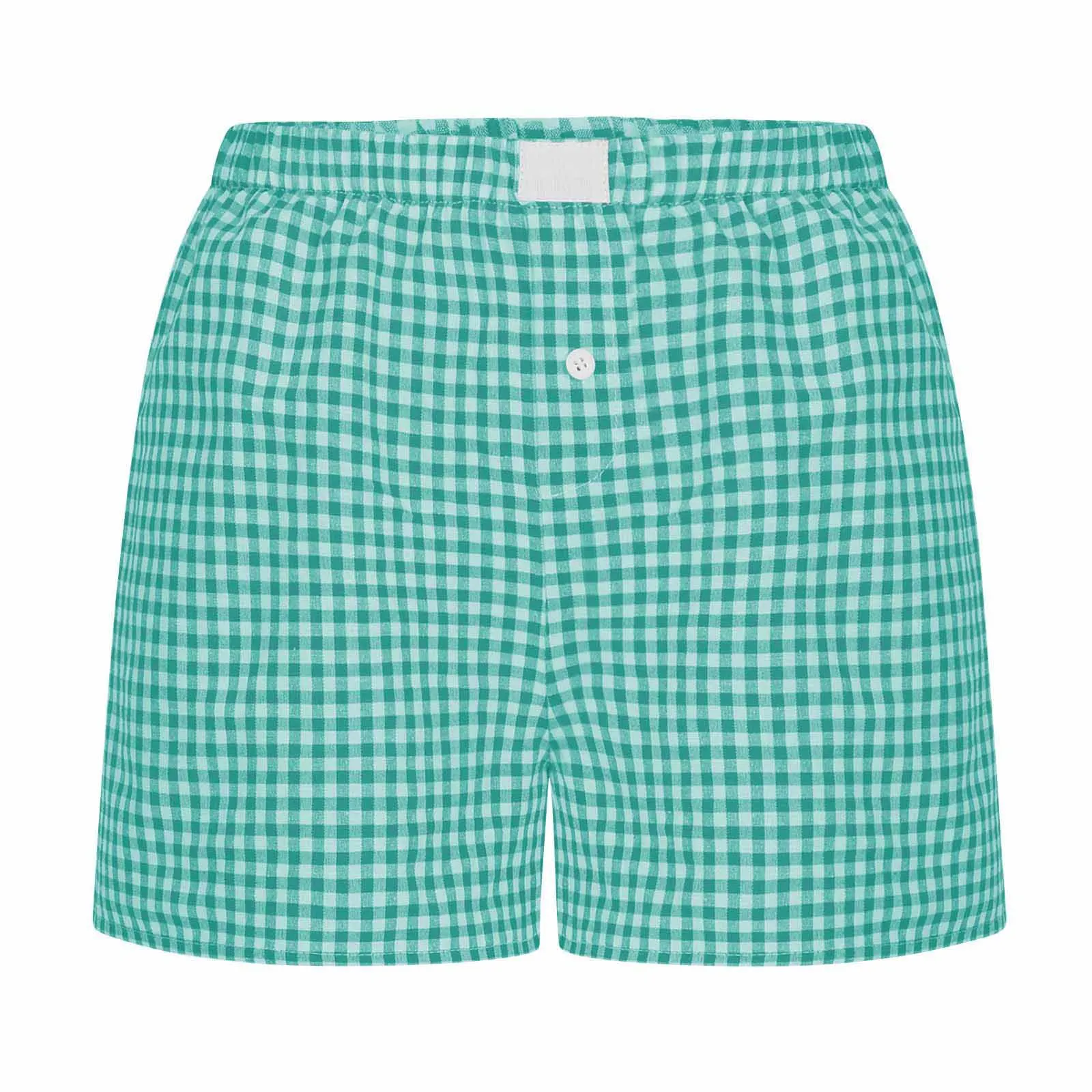 Shorts for Women Teen-girls Elastic Waistband Pull-on Red Blue Plaid Shorts Outfit Casual Lounge Summer Shorts