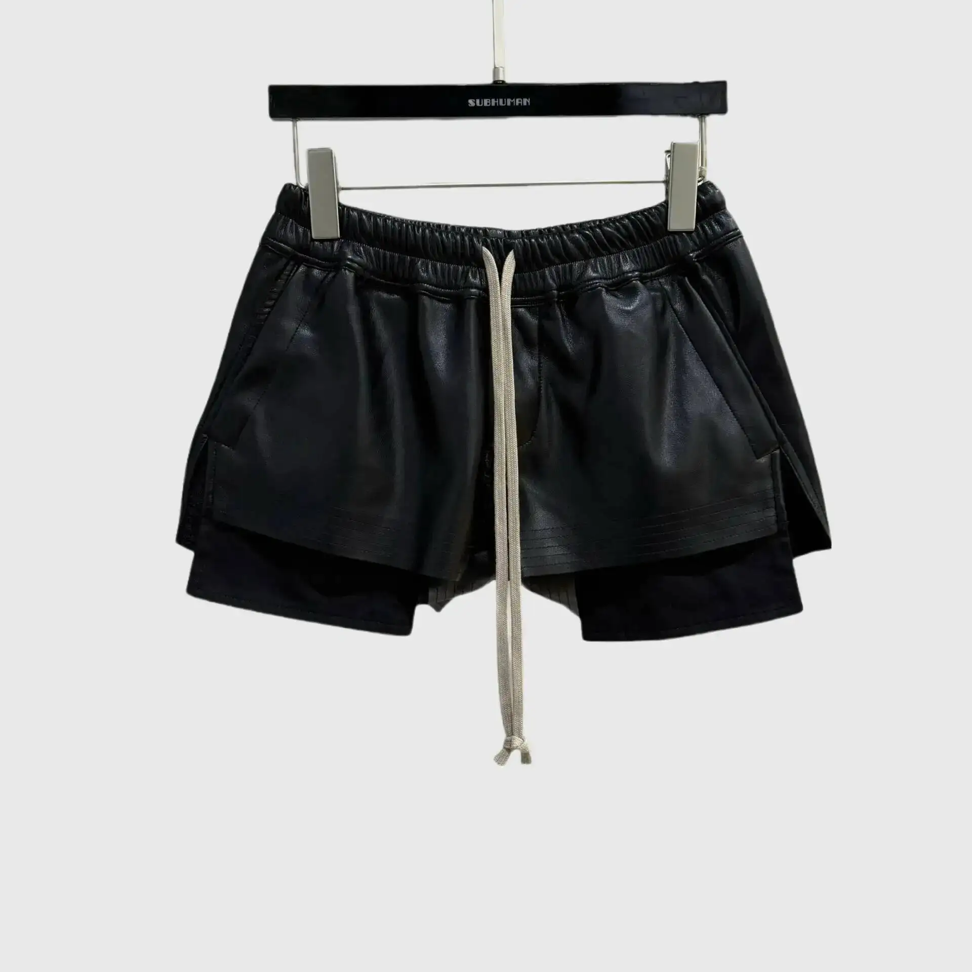 HKSH Summer New Women Dark Style Shorts PU Leather Drawstring Elastic Waist Fashion Punk Streetwear Trendy Chic Hot Pants HK9436
