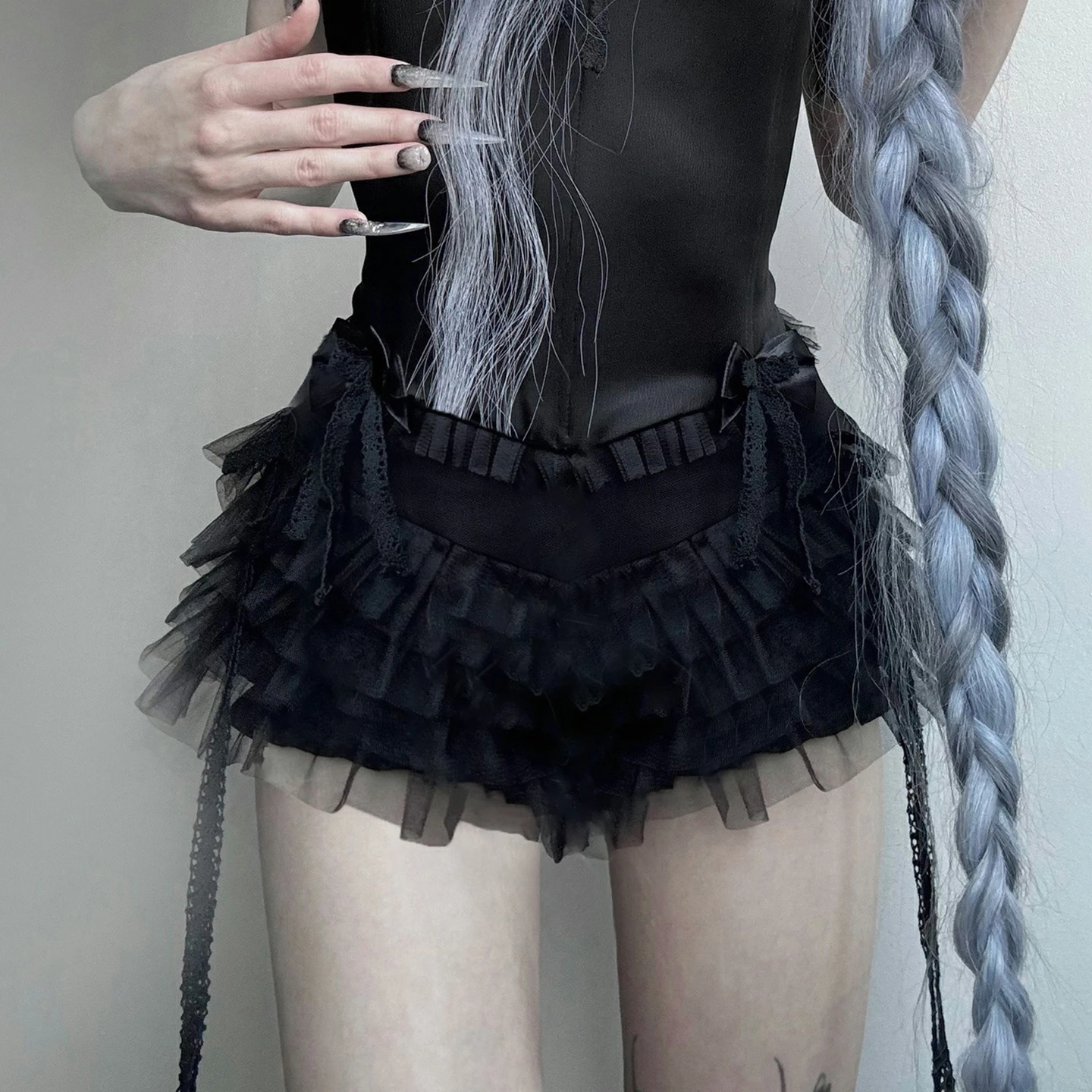 AltGoth Gothic Hotsweet Shorts Women Y2k E-girl Dark Sexy Aesthetic Cute Kawaii Streetwear Lace Patchwork Low Waist Shorts Femme