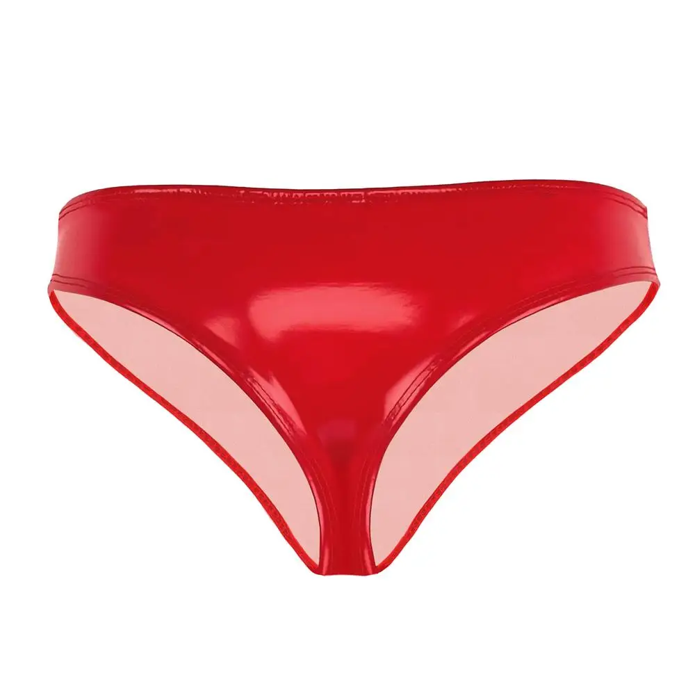 Sexy Women Hot Short Oil Glossy Shiny Low Waist Short PVC PU Faux Leather Exotic Briefs Maid Punk Dance Wear Plus Size