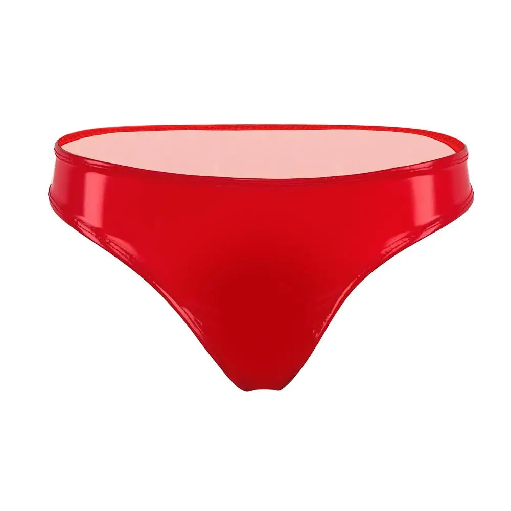 Sexy Women Hot Short Oil Glossy Shiny Low Waist Short PVC PU Faux Leather Exotic Briefs Maid Punk Dance Wear Plus Size