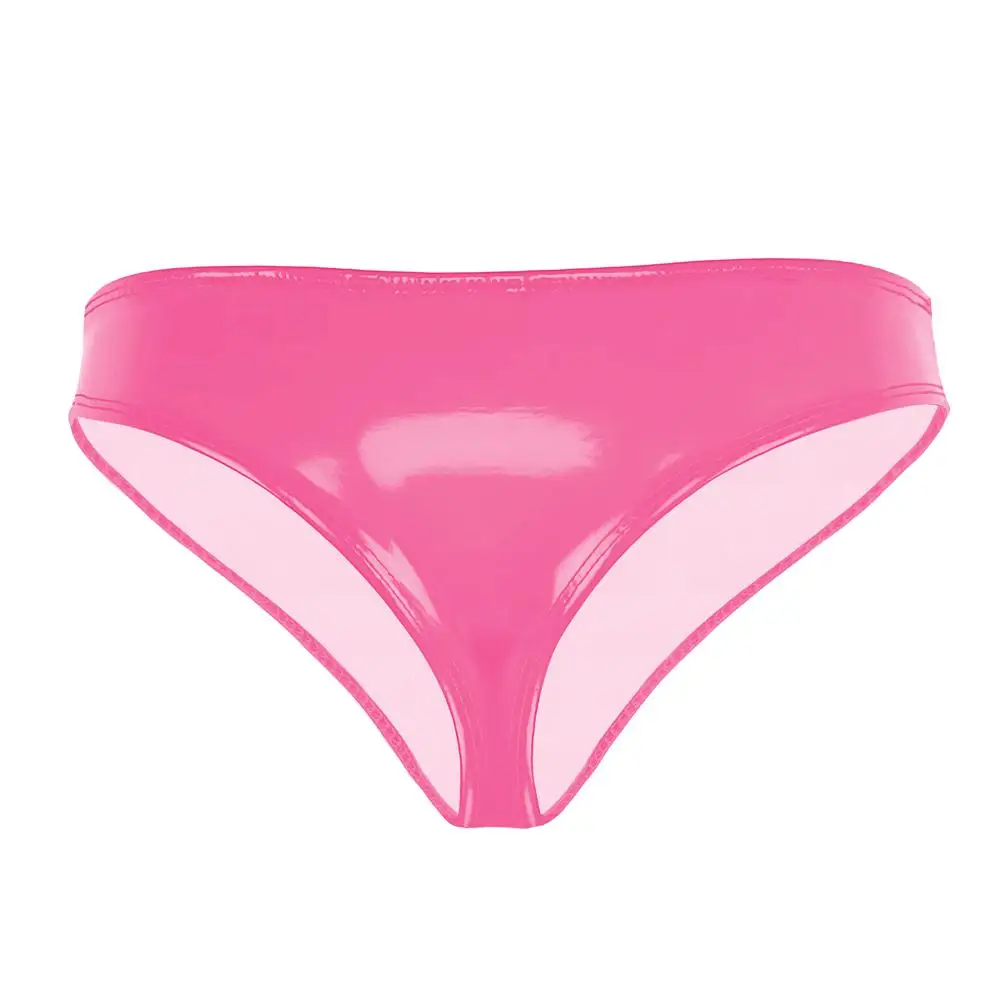 Sexy Women Hot Short Oil Glossy Shiny Low Waist Short PVC PU Faux Leather Exotic Briefs Maid Punk Dance Wear Plus Size