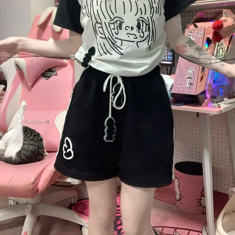 Shorts for Women's Kawaii Women Clothing Japanese Summer Short Pant Print Drawstring Casual Y2k Pantalones 2025 Fashion Bottoms