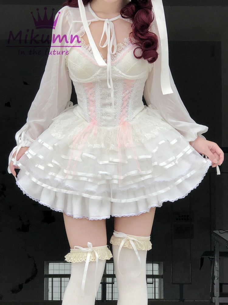 Harajuku Y2k Sweet Pink White Pumpkin Pants Lolita Autumn Winter JK Plush Shorts Japanese Kawaii Ruffles Lantern Shorts