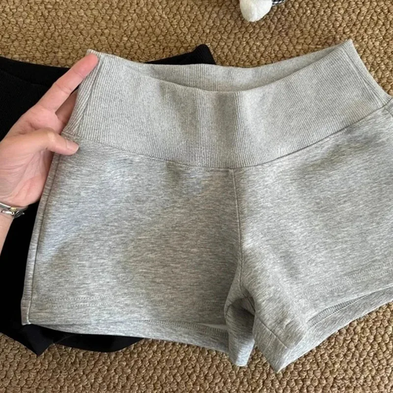 Summer Slim Yoga Sports Shorts Women American Street Sexy Gray Casual Shorts Female Vintage Y2K Grunge Low-Waist Hot Short Pants