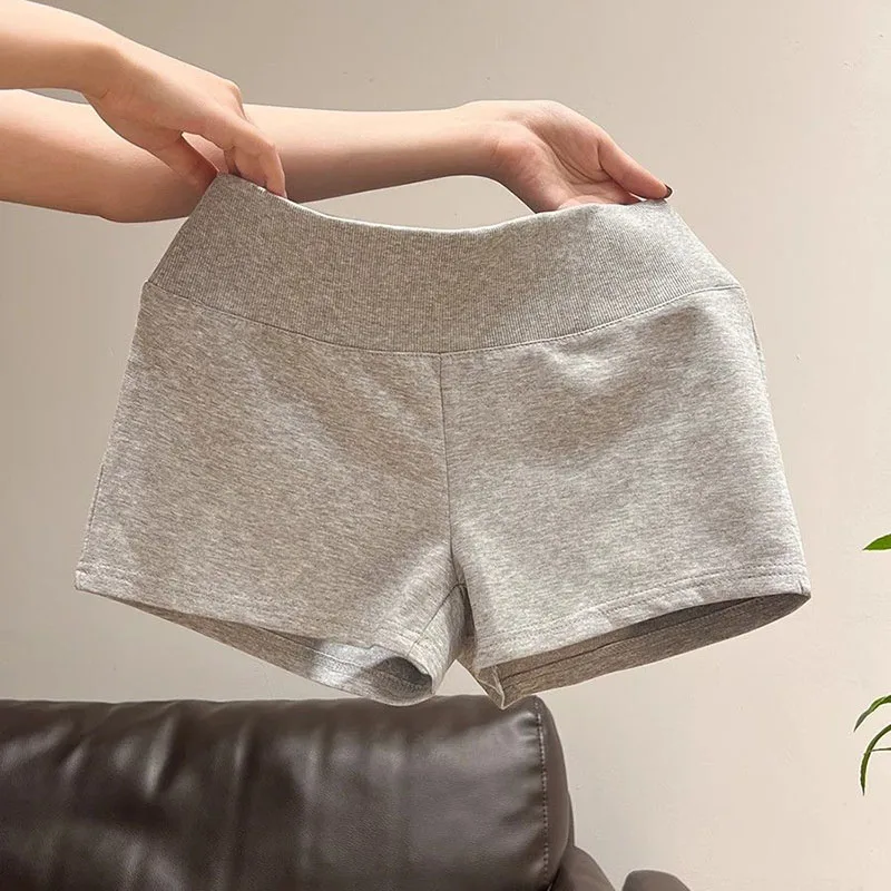 Summer Slim Yoga Sports Shorts Women American Street Sexy Gray Casual Shorts Female Vintage Y2K Grunge Low-Waist Hot Short Pants