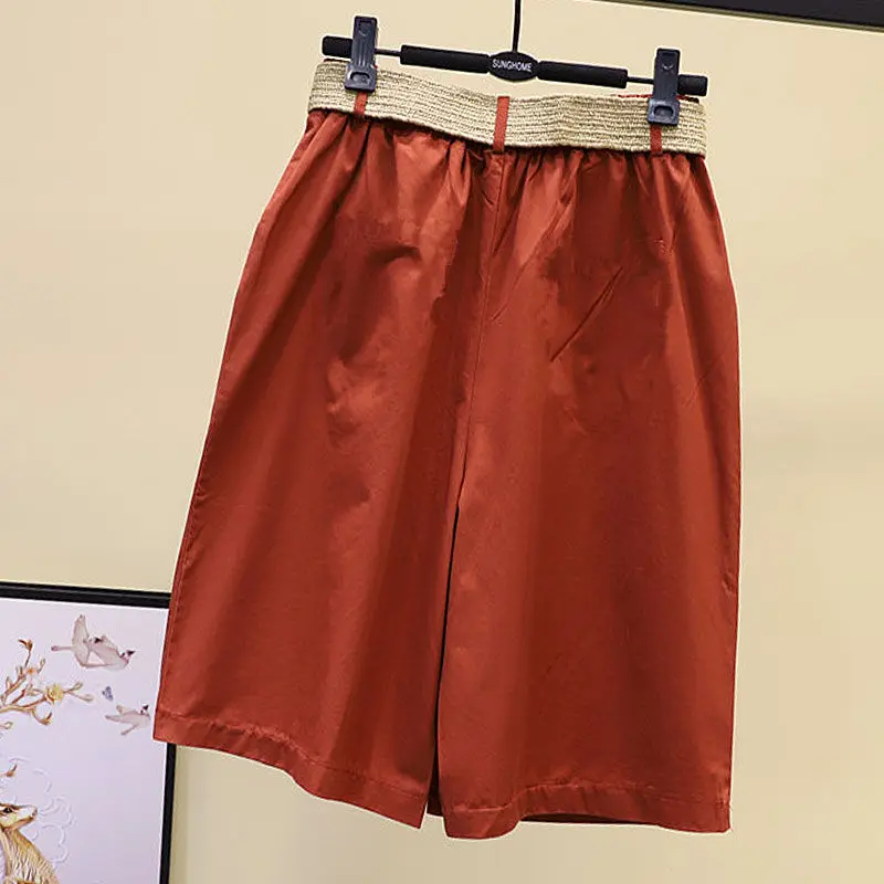 Pants Skirt for Women Shorts Summer Wide Leg Blue High Waist Straight-legged Pockets Woman Short Black Korean Fashion Culotte
