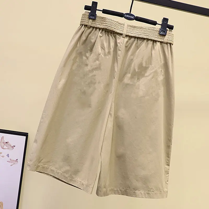 Pants Skirt for Women Shorts Summer Wide Leg Blue High Waist Straight-legged Pockets Woman Short Black Korean Fashion Culotte