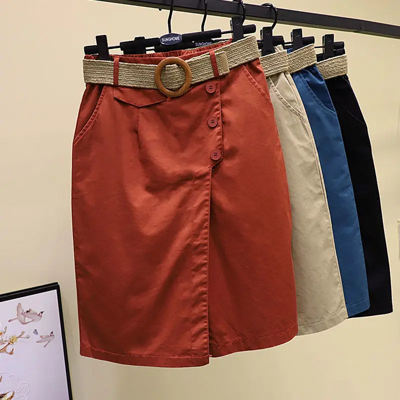 Pants Skirt for Women Shorts Summer Wide Leg Blue High Waist Straight-legged Pockets Woman Short Black Korean Fashion Culotte