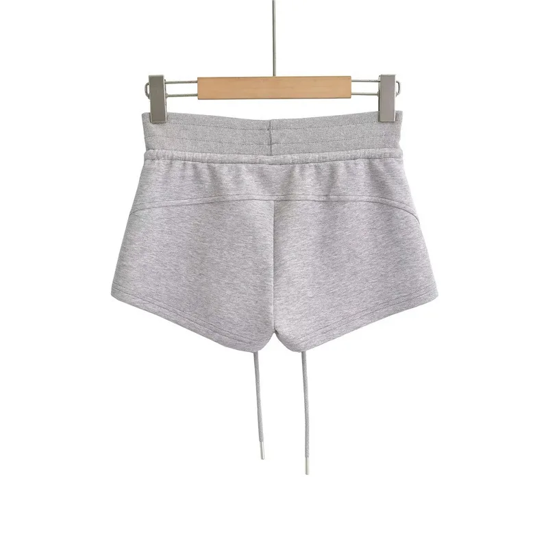 Black Mini Shorts For Woman Summer Clothes 2024 Low Rise Shorts Knitted Korean Fashion Shorts Low Waist Buttoms With Drawstrings
