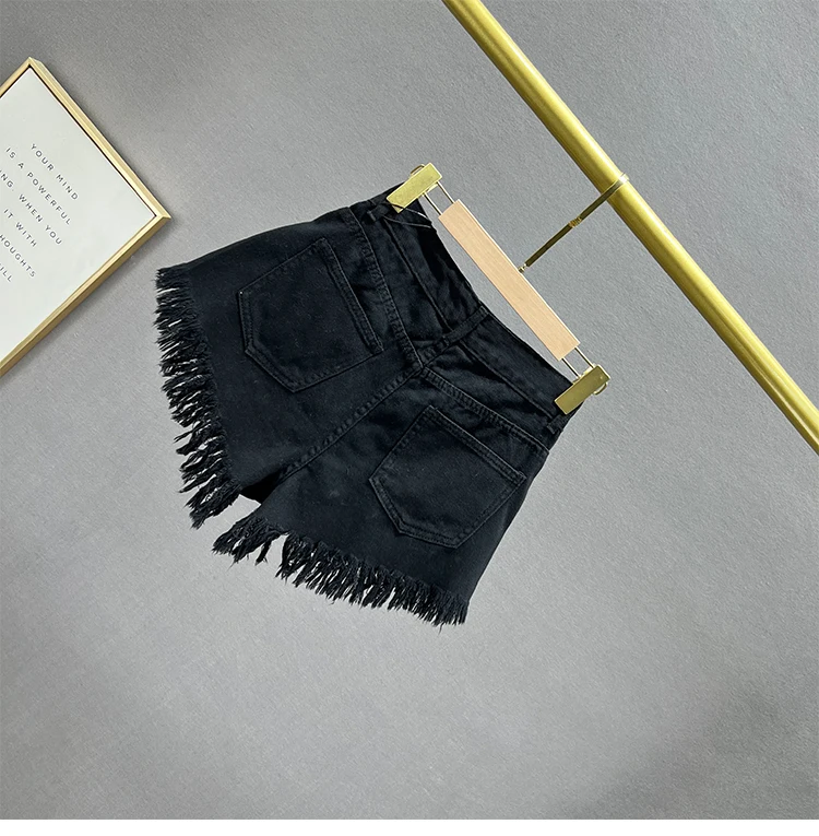 Diamond-Embedded Denim Shorts Women's Fashionable 2026 New Summer High Waist Loose Slimming Raw Hem Wide Legs Short Hot Pants