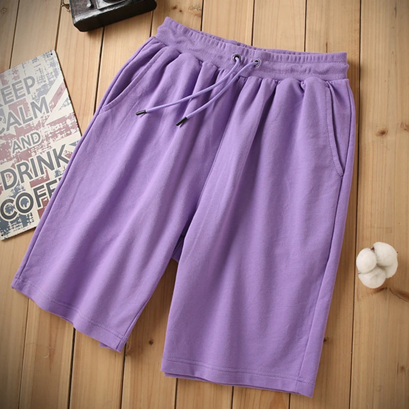 100% Cotton Women's Shorts Hot Pants,Sports Shorts Plain Bottoms,Knee-length Casual High Waisted,Korean Style Women Loose Short