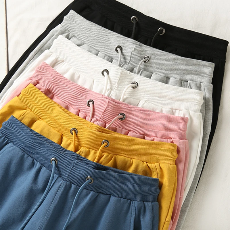100% Cotton Women's Shorts Hot Pants,Sports Shorts Plain Bottoms,Knee-length Casual High Waisted,Korean Style Women Loose Short