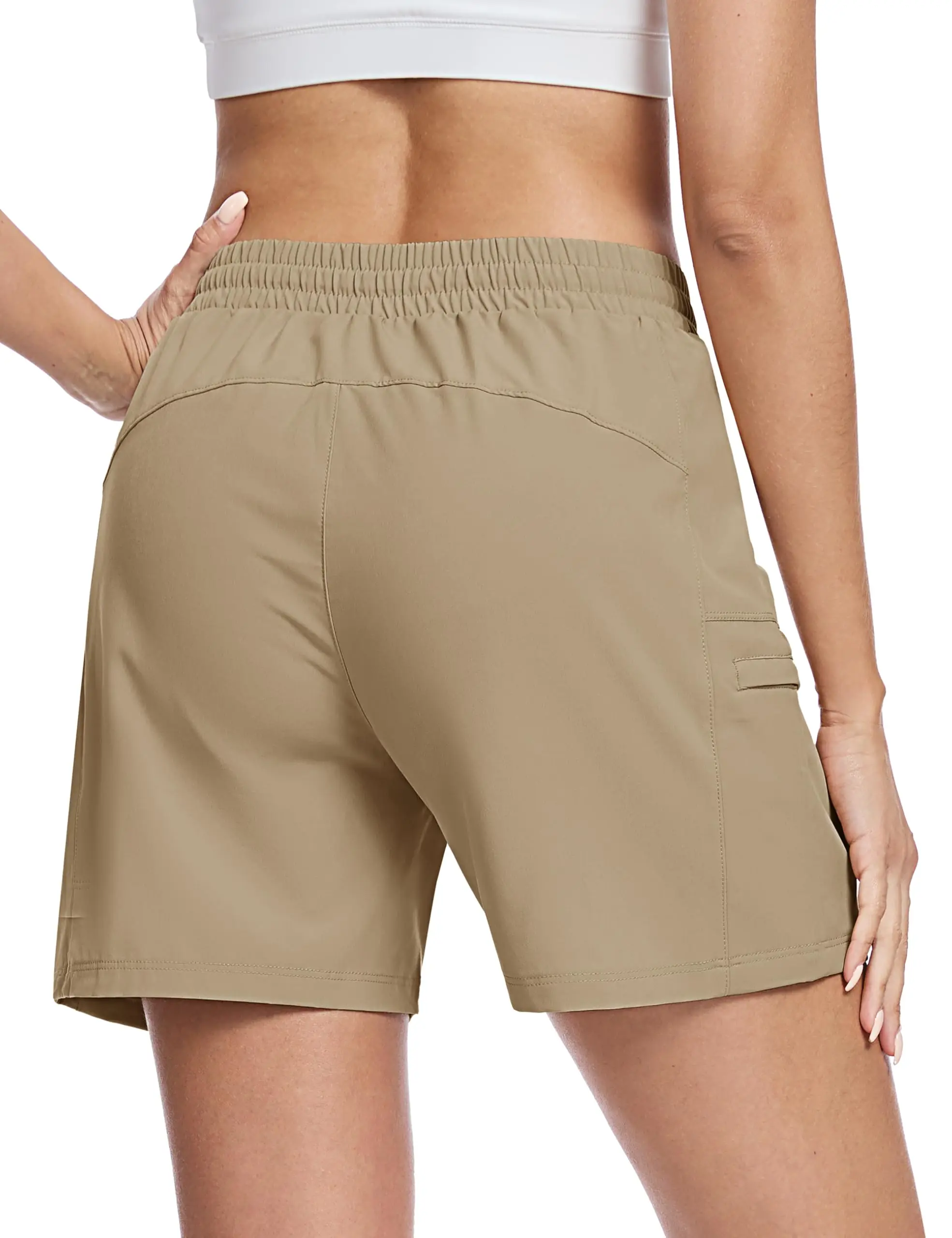 TACVASEN Women's UPF 50+ Hiking Cargo Shorts Lightweight Water Resistant 5" Athletic Shorts with Zipper Pockets Golf Summer