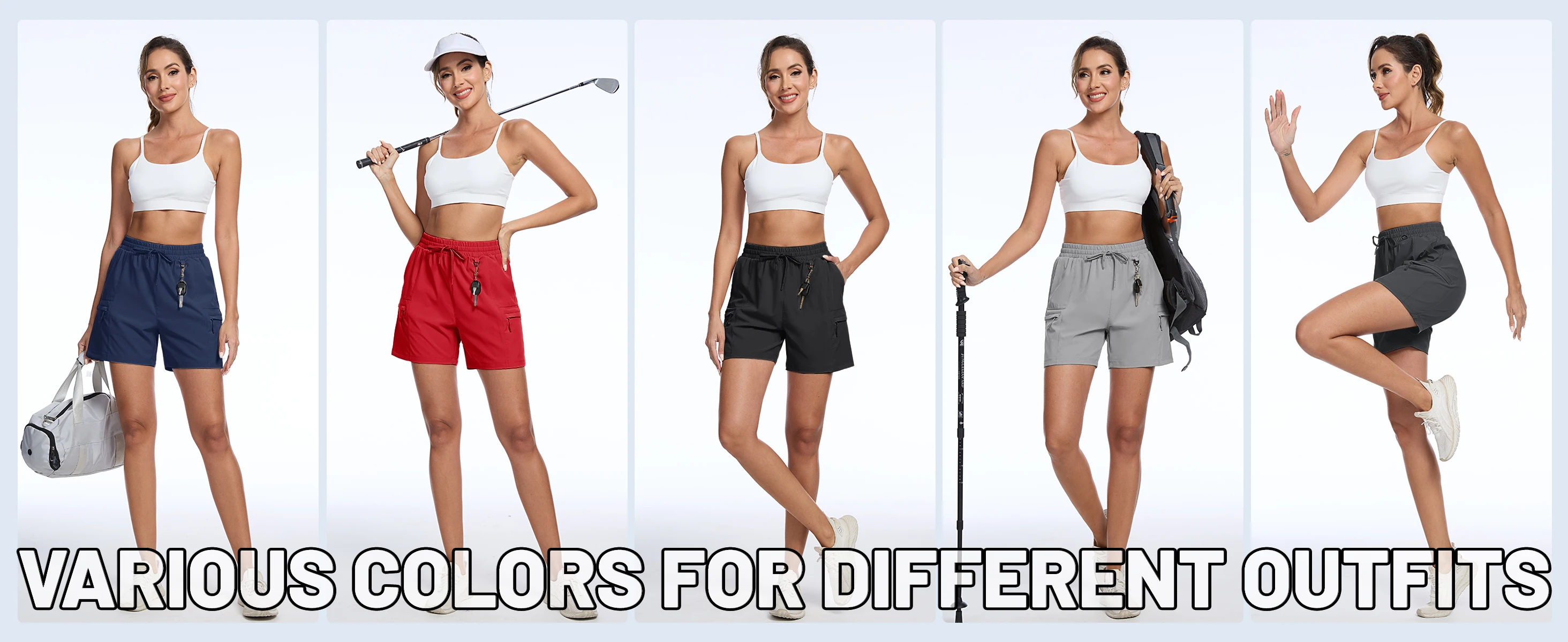 TACVASEN Women's UPF 50+ Hiking Cargo Shorts Lightweight Water Resistant 5" Athletic Shorts with Zipper Pockets Golf Summer