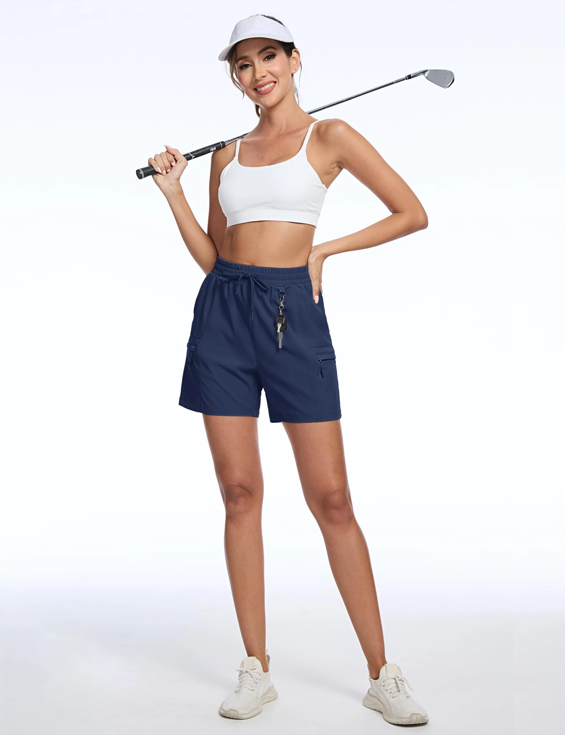 TACVASEN Women's UPF 50+ Hiking Cargo Shorts Lightweight Water Resistant 5" Athletic Shorts with Zipper Pockets Golf Summer