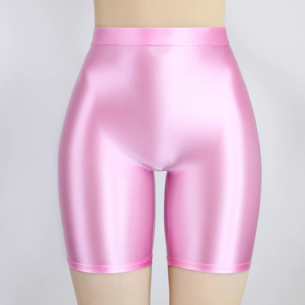 MJINM Women Oil Opaque Yoga Fitness High Waist Shorts Front Seamless Running Tights Spandex Running Stretch Breathable Leggings