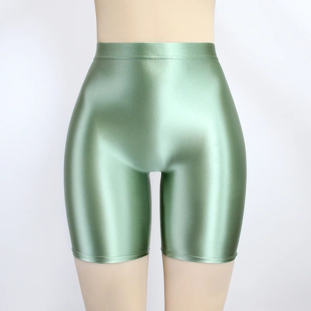 MJINM Women Oil Opaque Yoga Fitness High Waist Shorts Front Seamless Running Tights Spandex Running Stretch Breathable Leggings