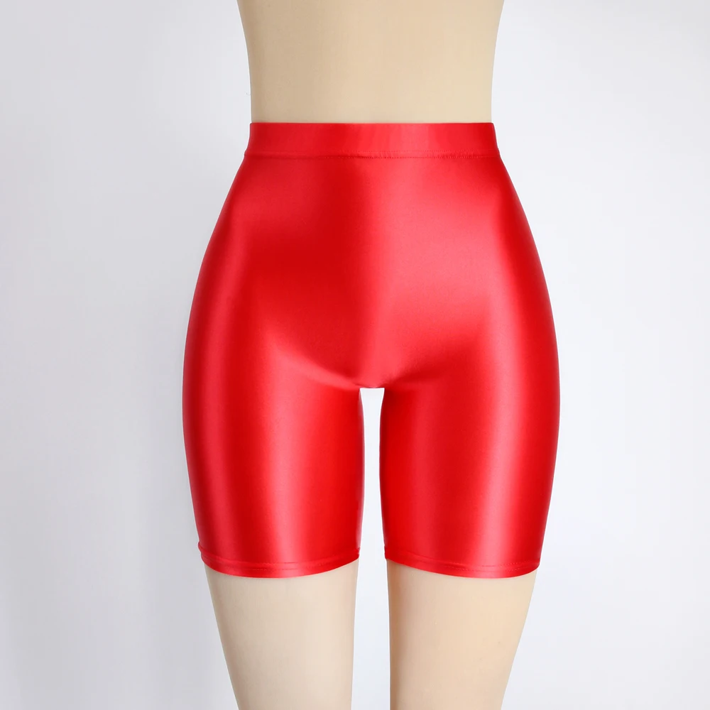 MJINM Women Oil Opaque Yoga Fitness High Waist Shorts Front Seamless Running Tights Spandex Running Stretch Breathable Leggings