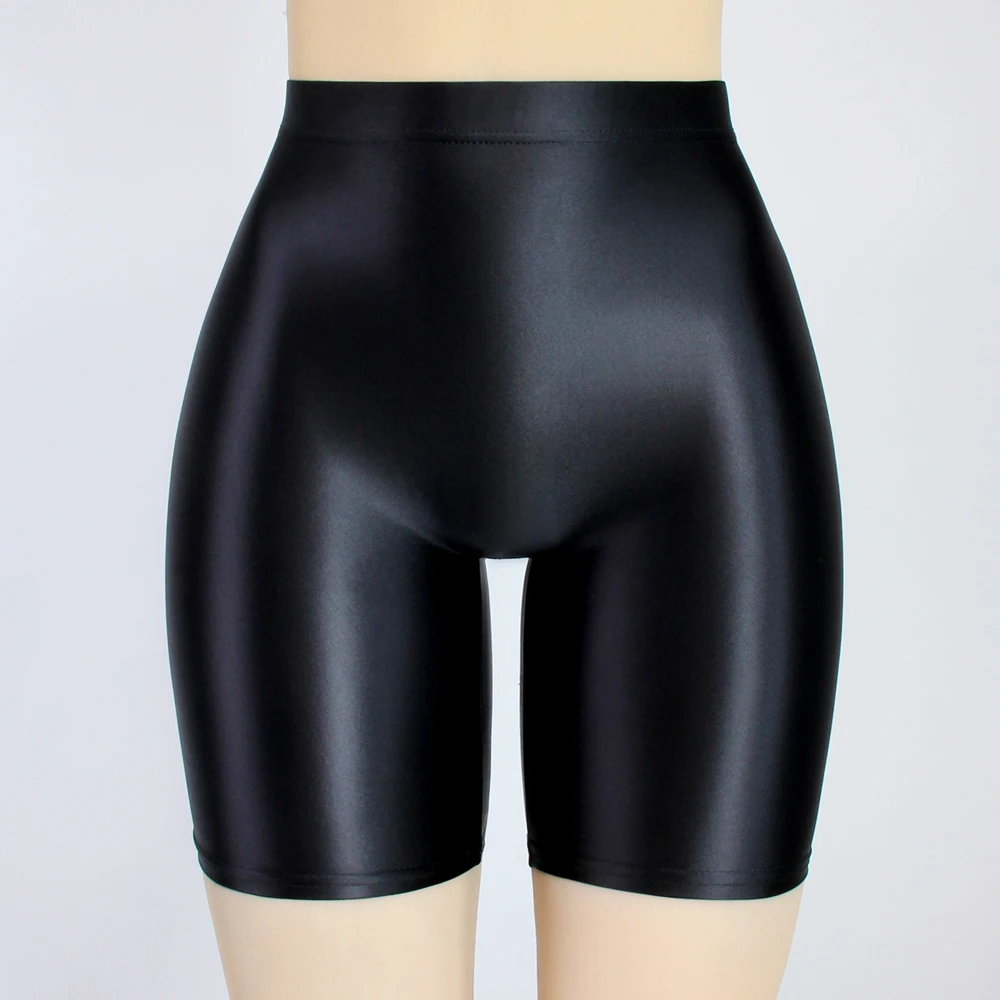 MJINM Women Oil Opaque Yoga Fitness High Waist Shorts Front Seamless Running Tights Spandex Running Stretch Breathable Leggings
