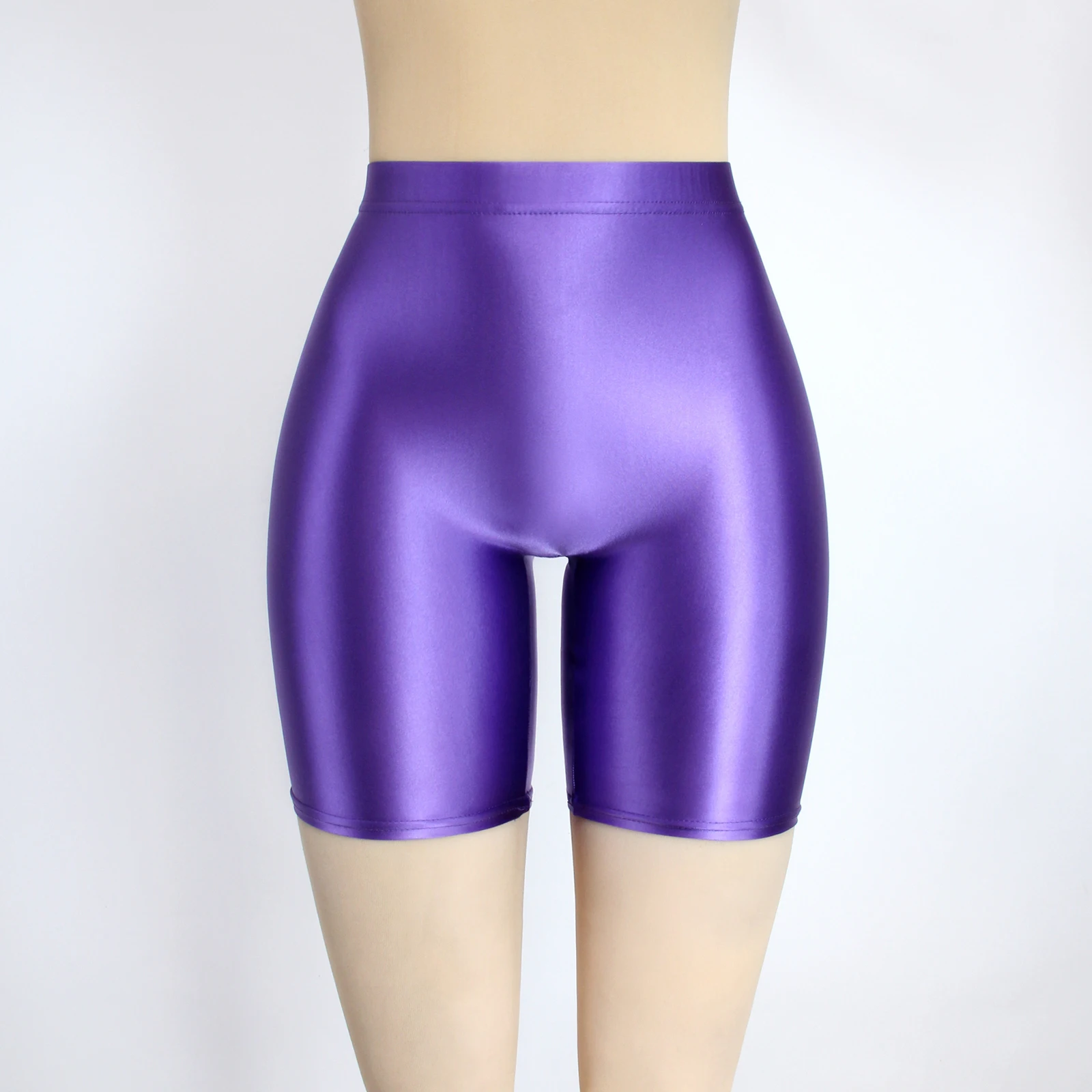 MJINM Women Oil Opaque Yoga Fitness High Waist Shorts Front Seamless Running Tights Spandex Running Stretch Breathable Leggings