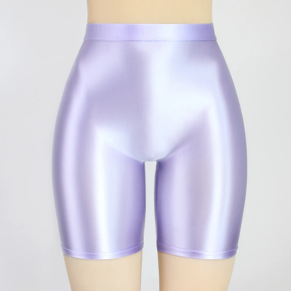 MJINM Women Oil Opaque Yoga Fitness High Waist Shorts Front Seamless Running Tights Spandex Running Stretch Breathable Leggings