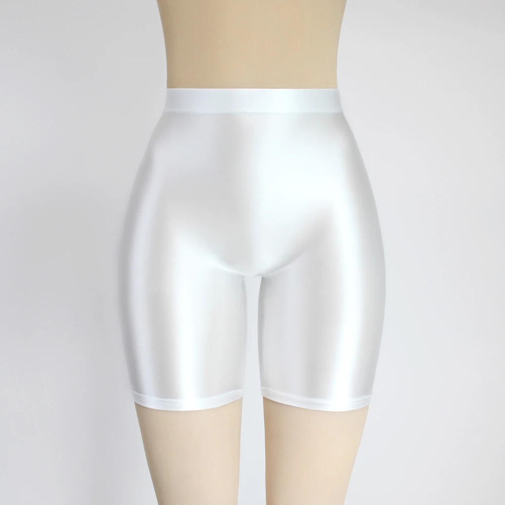 MJINM Women Oil Opaque Yoga Fitness High Waist Shorts Front Seamless Running Tights Spandex Running Stretch Breathable Leggings