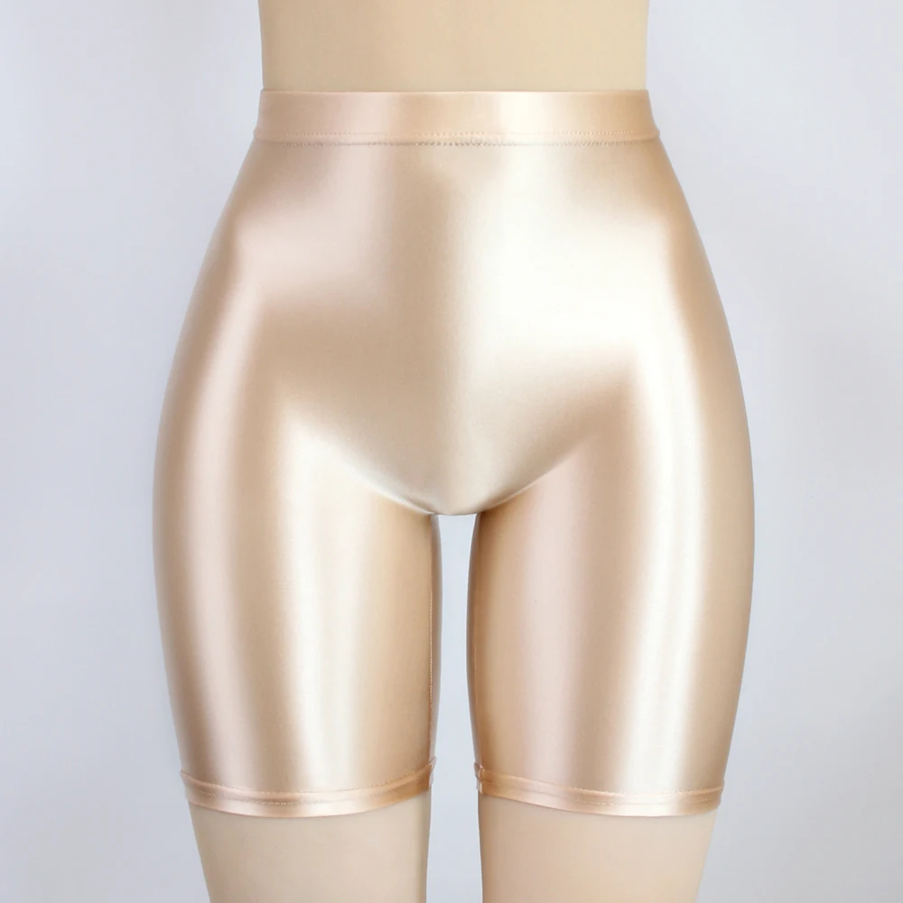 MJINM Women Oil Opaque Yoga Fitness High Waist Shorts Front Seamless Running Tights Spandex Running Stretch Breathable Leggings