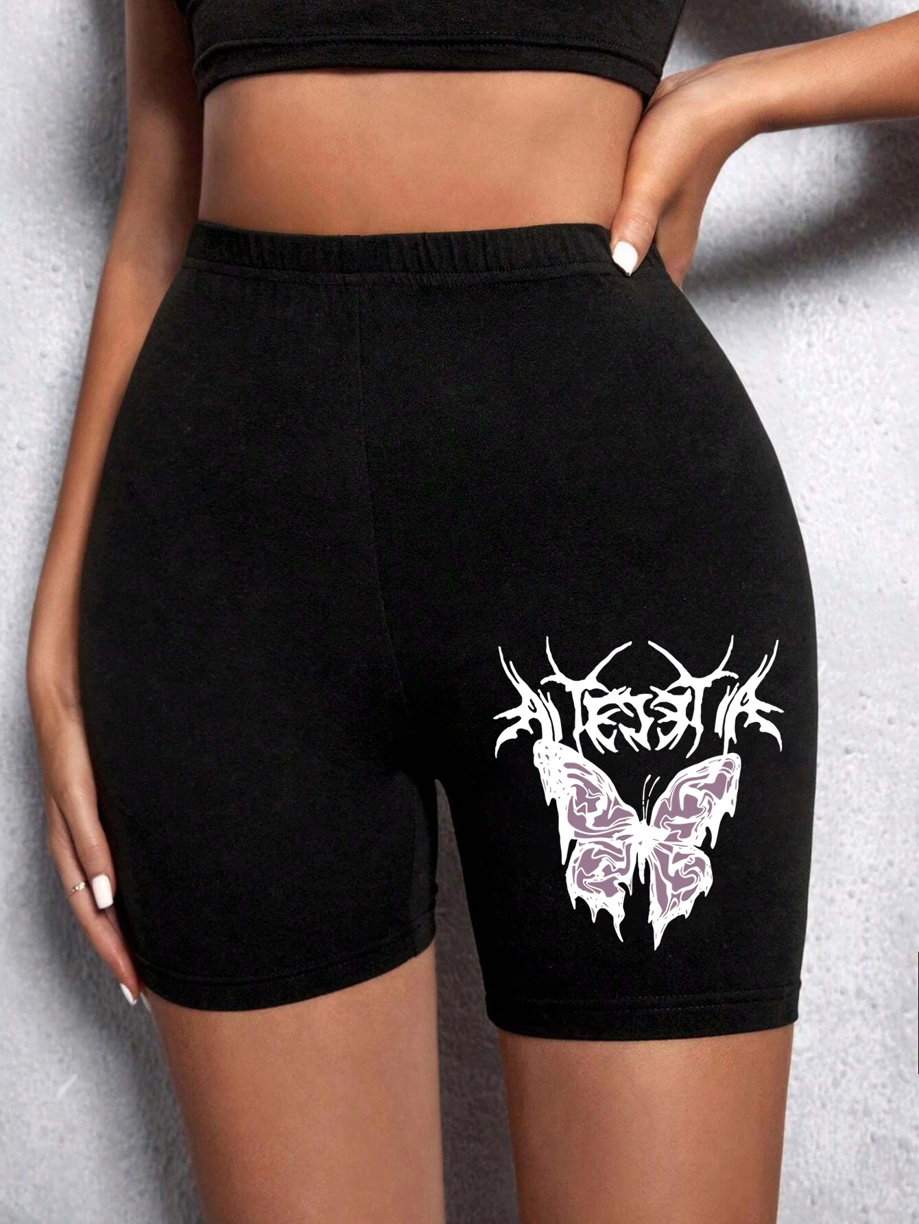 Casual Women Fitness Short Pantsbeautiful Dreamy Purple Butterfly Prints Leggings Short High Elastic Soft Thin Female Sportswear