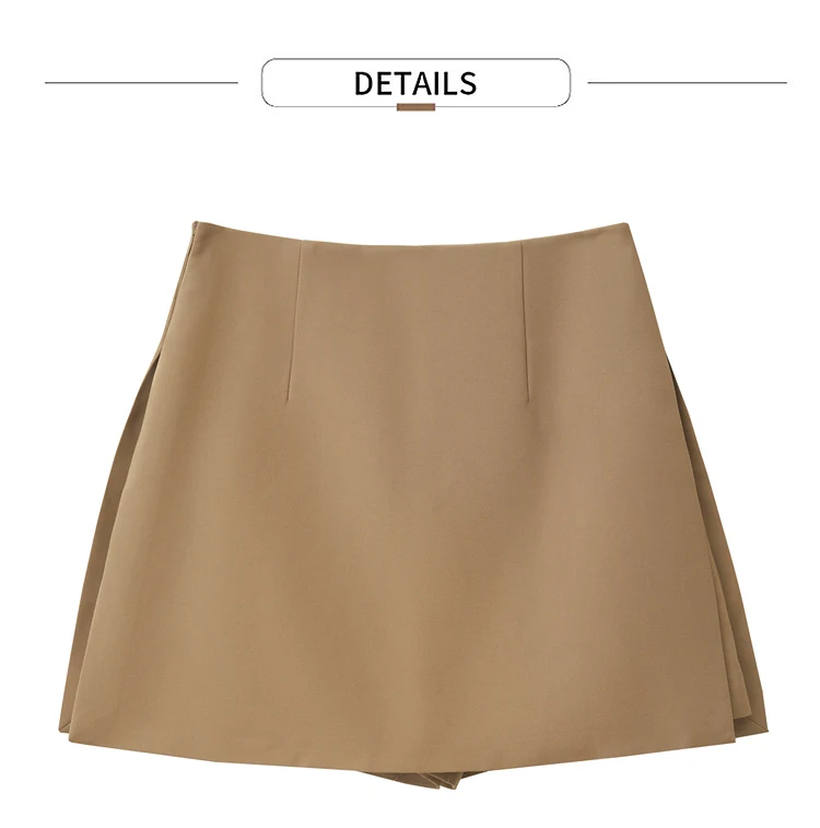 Amii Shorts Skirts Women's High Waist Versatile 2026 Autumn New A-Line Skirt Shorts Office Loose Solid Women's Clothing 12343035